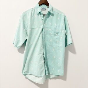Tomato Vintage‎ Mens Size Small Mint Green Casual Button Down Cotton Shirt 80's